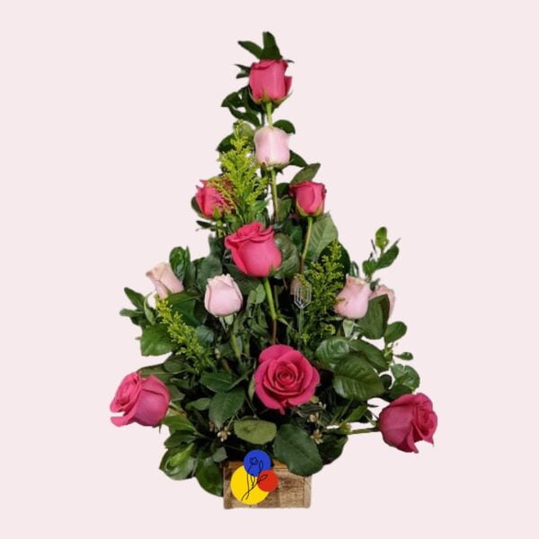 Enchanted- Frontal One Dozen Roses Arrangement - Image 4
