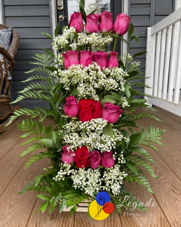 Radiant Roses- Hand Crafted 20 Rose Arrangement - Image 4
