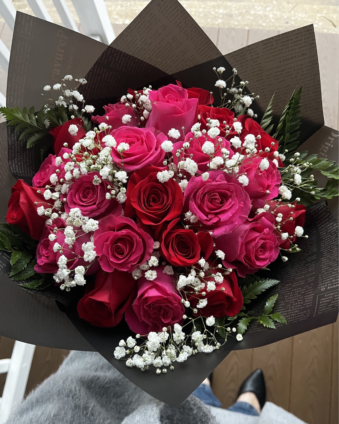 Elegance with Babys Breath- 8/12/15/24/36 Rose Bouquet - Image 10