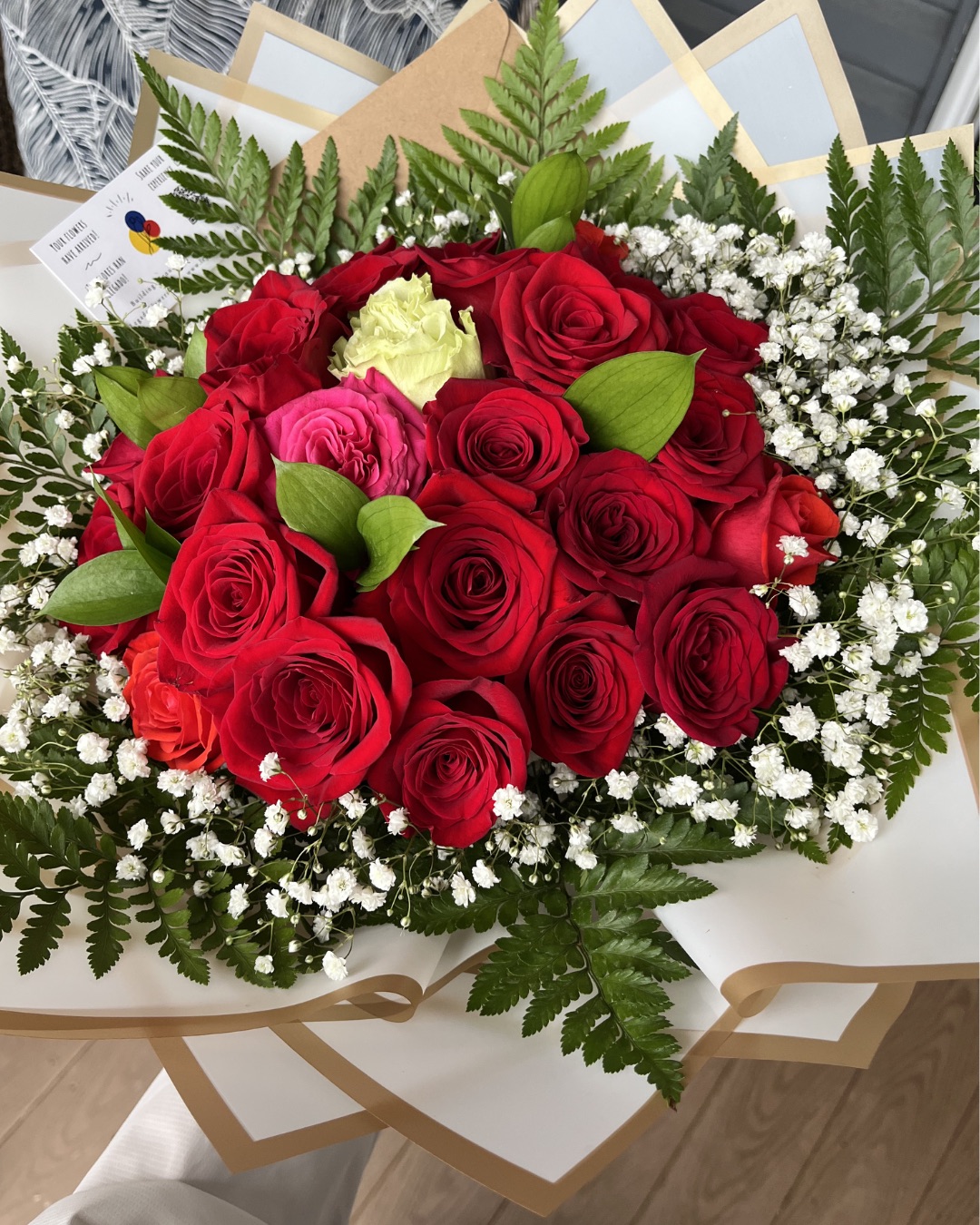 Elegance with Babys Breath- 8/12/15/24/36 Rose Bouquet - Image 7
