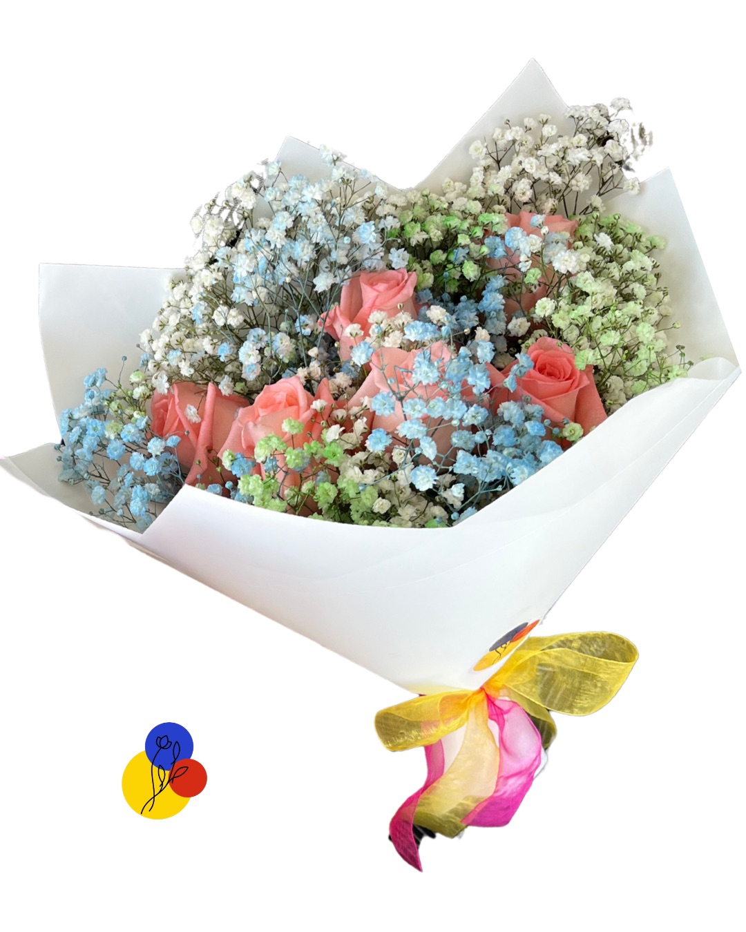 Baby’s Breath Bouquet with Rose Accents - Image 3