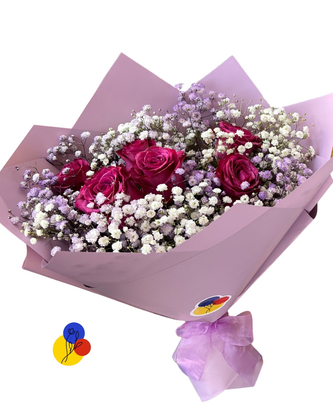 Baby’s Breath Bouquet with Rose Accents - Image 2